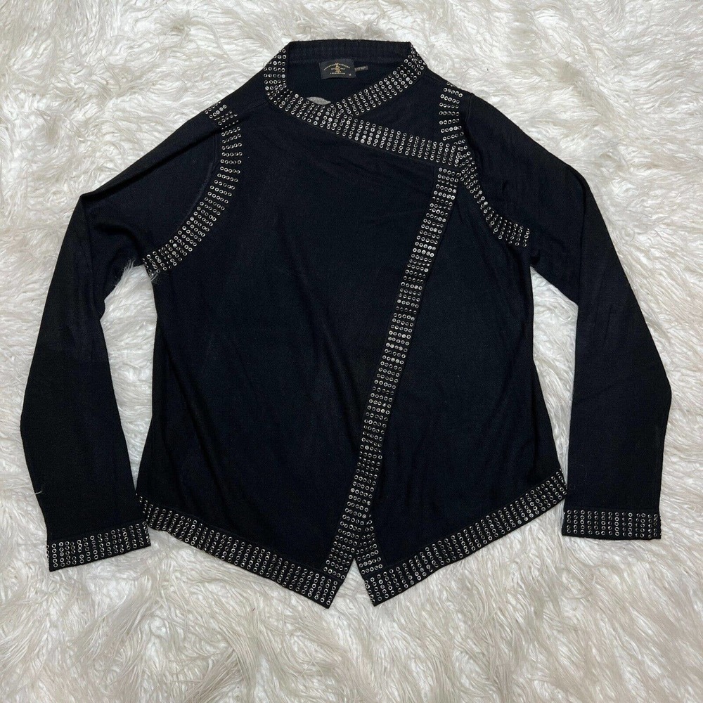CHRISTIAN AUDIGIER STUDDED FLY AWAY CARDIGAN SWEATER CREST